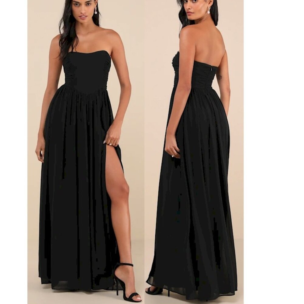 Lulu's Elegant Black Maxi Dress
